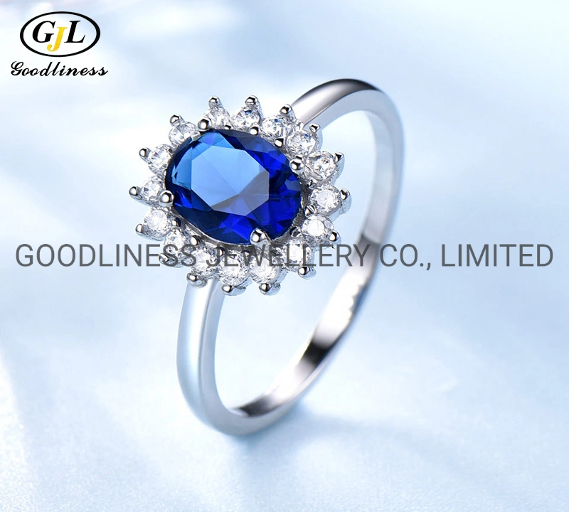 Birthstone Flower Jewelry 925 Sterling Silver Women Engagement Wedding Rings