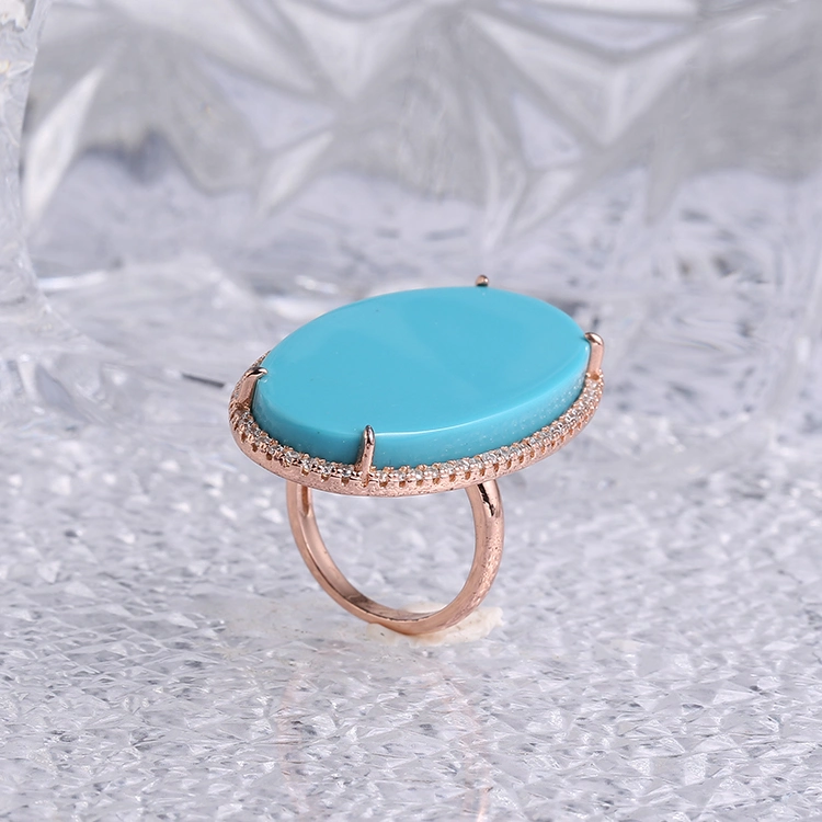 Big Nature Blue Stone 925 Silver or Brass Fashion Accessories Factory Wholesale Trendy 2023 Women Charm CZ Luxury Ring