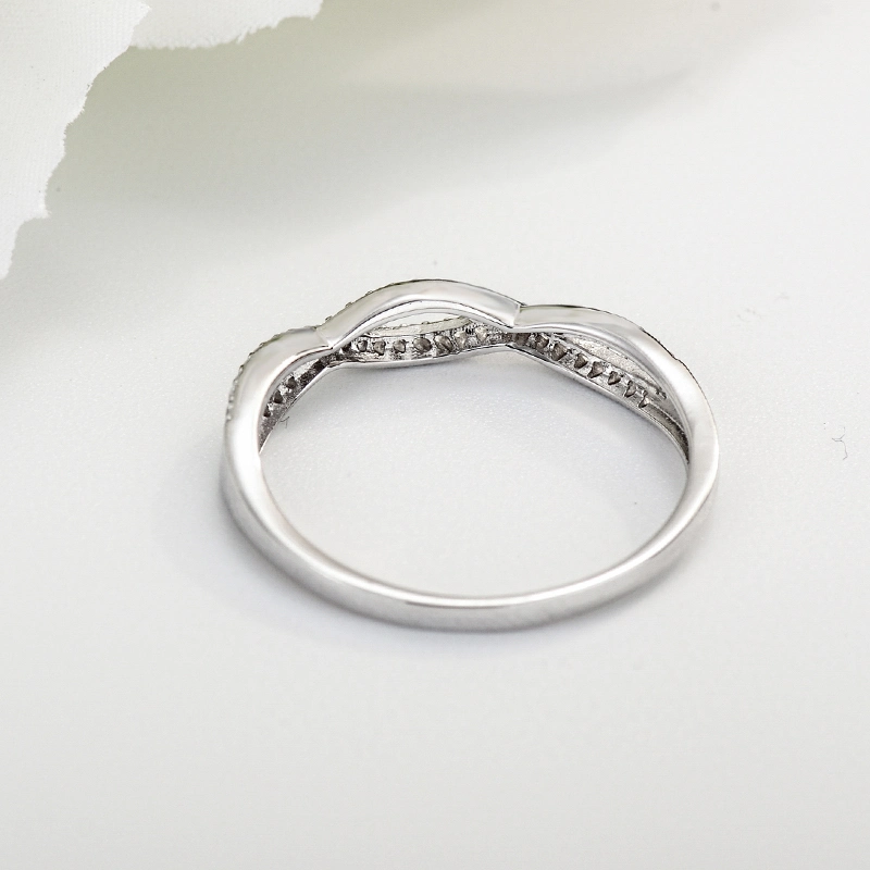 High Quality Costume Jewelry Fashion 925 Silver CZ Stone Twisted Ring for Wholesale