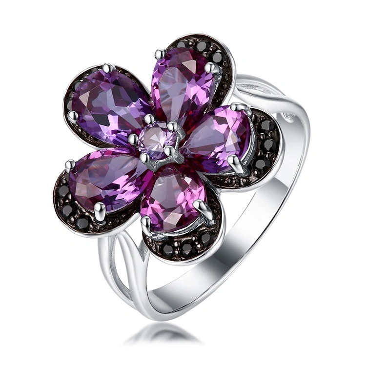 925 Silver & CZ Flower Design Ring Fashion Customized Jewelry Jewellery