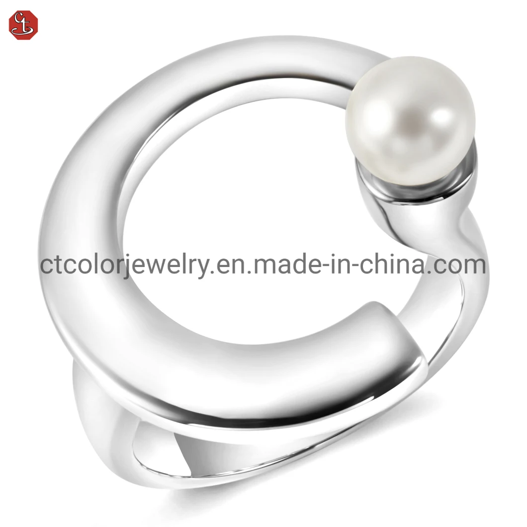 Pearl ring 925 silver ring with white shell beads irregular jewelry accessories