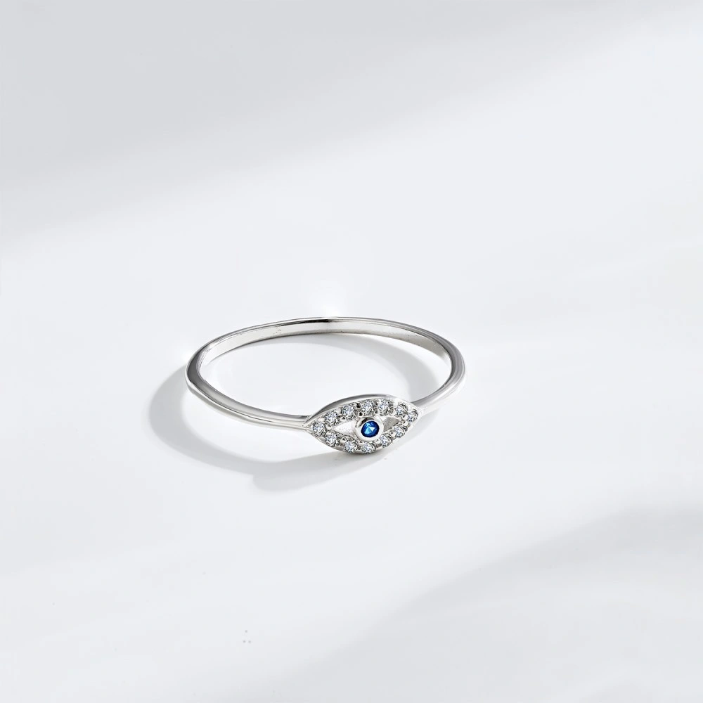 925 Sterling Silver Blue Eye Zircon Ring Female Demon Evil Eye Ring