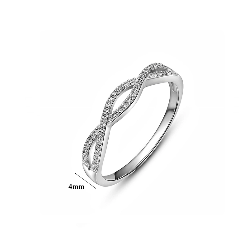 High Quality Costume Jewelry Fashion 925 Silver CZ Stone Twisted Ring for Wholesale