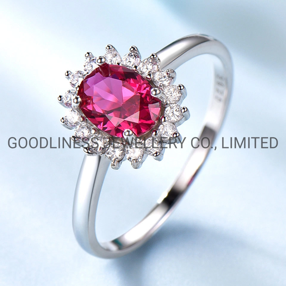 Birthstone Flower Jewelry 925 Sterling Silver Women Engagement Wedding Rings