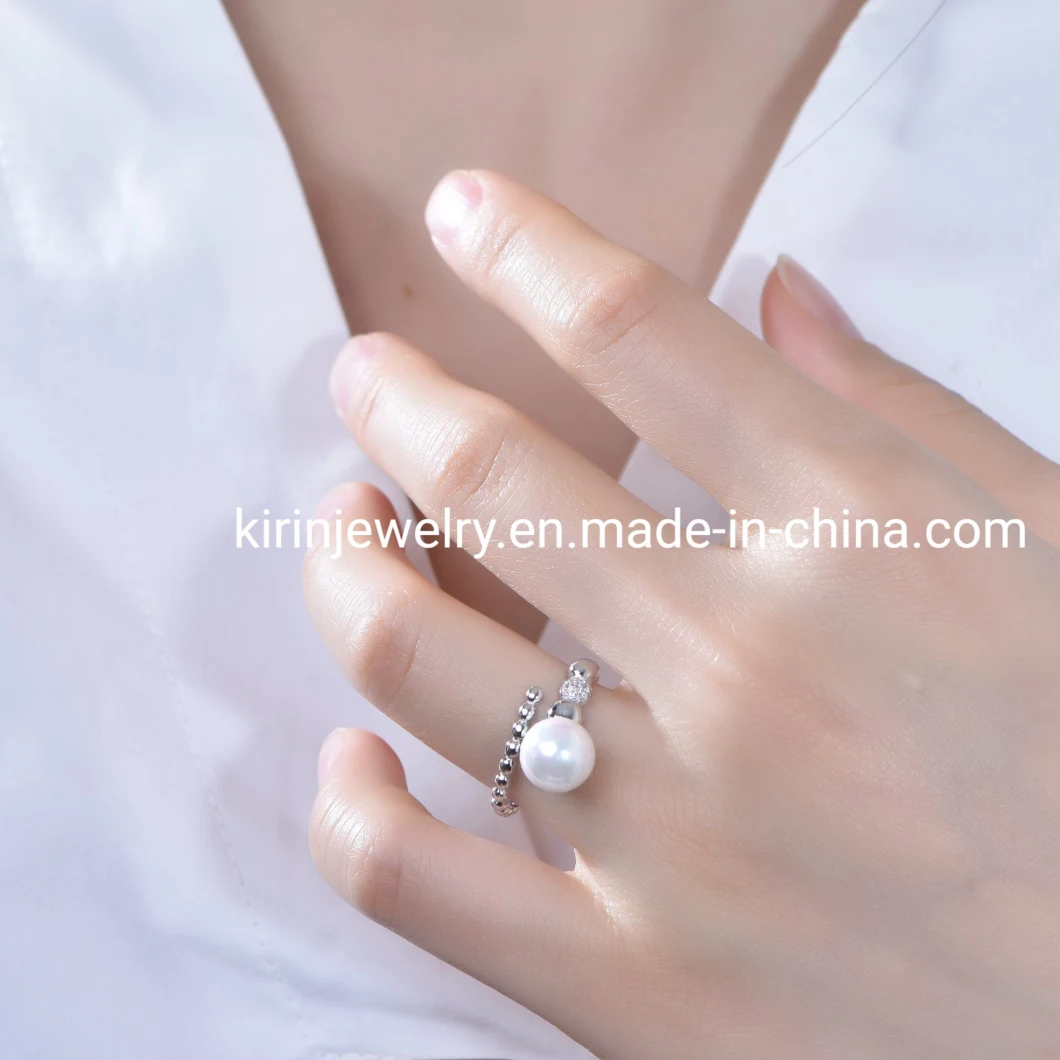 Kirin Fashion Jewelry 925 Sterling Silver Rings Wholesale Bulk Sterling Silver Rings Jewelry for Women Rose Gold White Pearl Diamond Ring