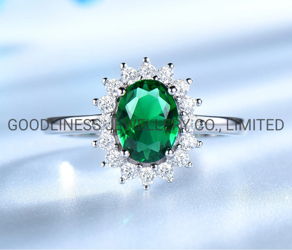 Birthstone Flower Jewelry 925 Sterling Silver Women Engagement Wedding Rings