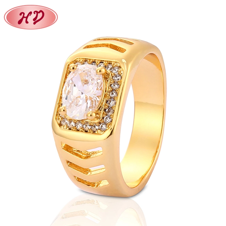 18K 14K Gold Plated Wedding Fashion Engagement Jewelry Stainless Steel Silver Finger Man Rings Design
