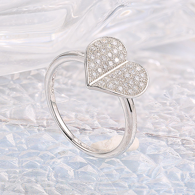 Heart Shape Wholesale Jewellery 925 Silver Zirconia Fine Jewelry Charm Ring