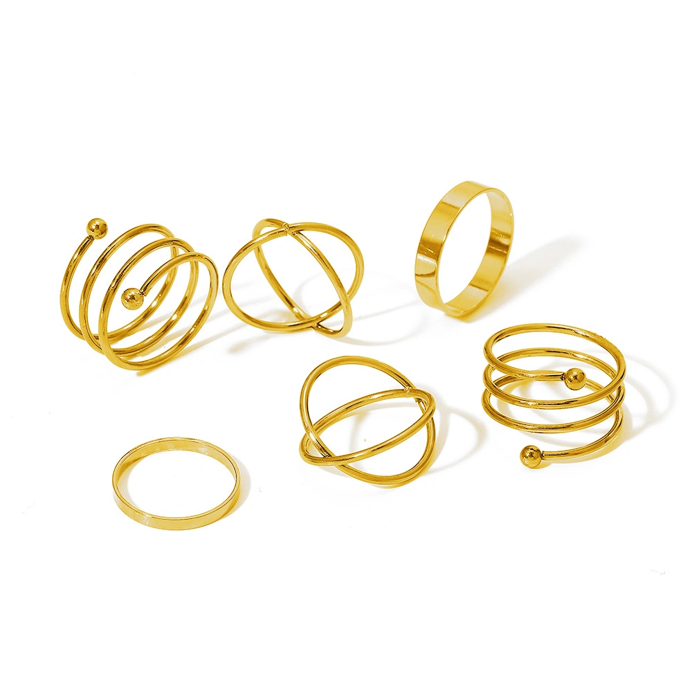 7PCS/Set Gold Silver Fashion Rings Jewelry Set Female Rings