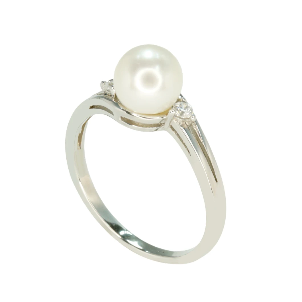 Fashion Sterling Silver Jewelry Wedding Ring with Pearl
