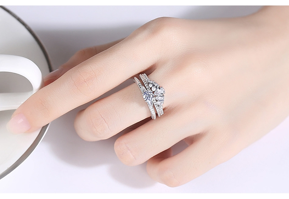 Couples Jewelry Women Fashion Zircon Silver Wedding Ring