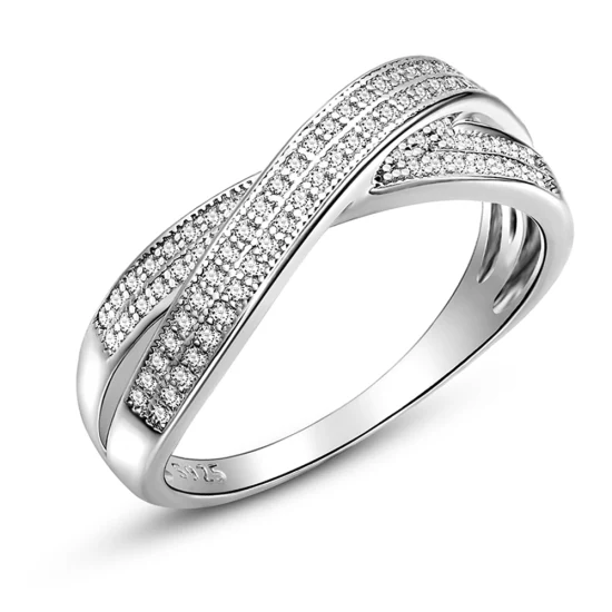 Großhandel Sterling Silber Schmuck Luxus Micro Pave glänzende CZ Kreuz Ring für Mann