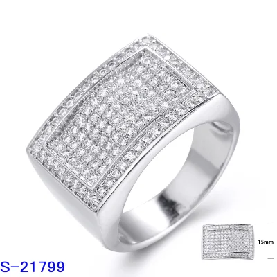 925 Sterling Silber Hip Hop Pop Modeschmuck Micro Pave CZ Ring für Männer