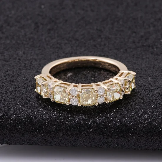 Moissnaite Diamantschmuck Damenringe, besonderes gelbes Moissanit-Ewigkeitsband mit 18-karätigem Verlobungs- und Ehering