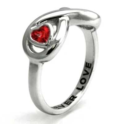 Großhandel Modeschmuck 925 Sterling Silber Charm CZ Forever Love Red Heart Ring