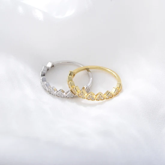 Neuer Modetrend-Schmuck 14K Gold 925 Sterling Silber Weißer Kubikzircon Pave Minimalistischer Verlobungsring für Damen
