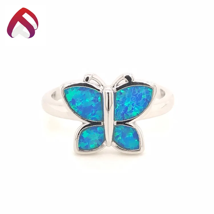 Animal Blue Opal 925 Silber Schmuck Mode Schmetterling Opal Ring für Frauen (RG88366)