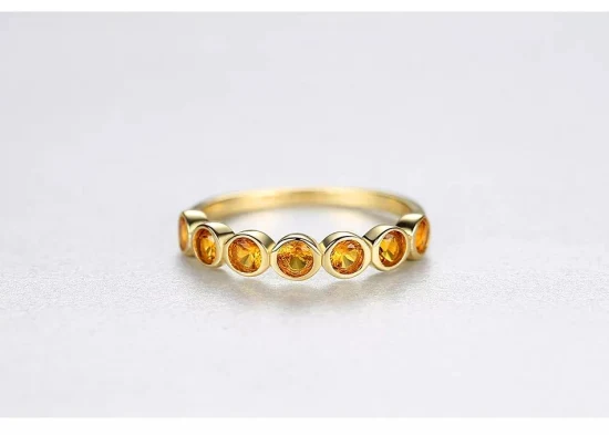 925 Sterling Silber Kristall Gold Schmuck Mädchen Neue Mode Vergoldet Gelb Diamant Finger Einfacher Ring