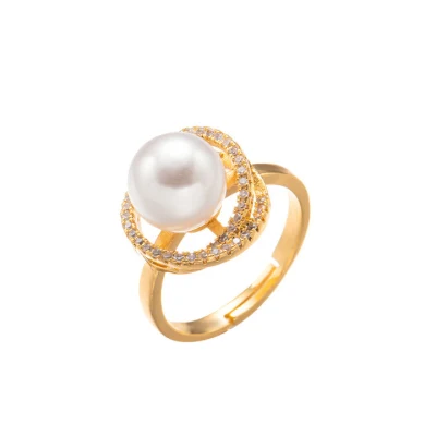 Perlen-Diamant-Ring, Vintage-Ring, Anti-Fading-Ring für Damen, Geschenke zum Valentinstag, Werbegeschenk, Schutzstern-Ring
